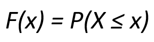 F(x) = P(X<=x)