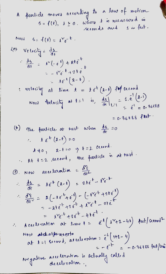 a particle moves according to the law of motion