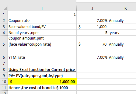 A $1,000 Par-value Bond With 5 Years Of Maturity Pays A 7% Coupon Rate ...