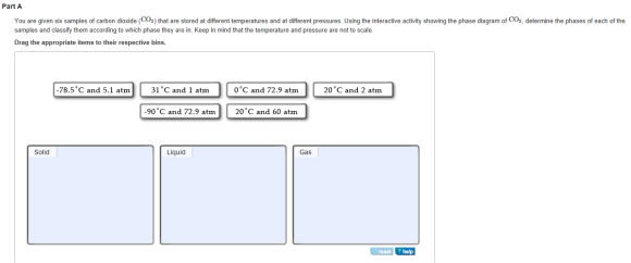 You are given six samples of carbon dioxide (CO2)