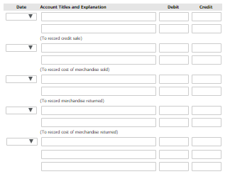 Account Tiles and Explanation Dubit Credit To recorded To acord cost olmand Tood and Tecord of machand med