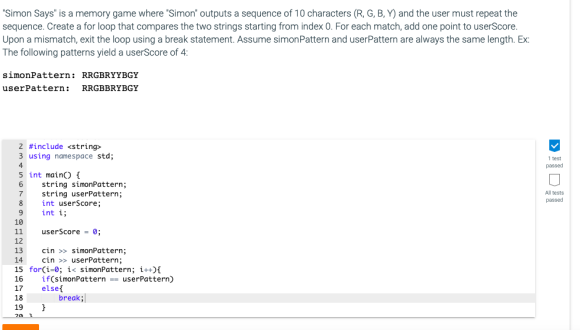 Simon Says is a memory game where Simon outputs a sequence of 10 characters (R, G, B, Y) and the user must repeat the seq