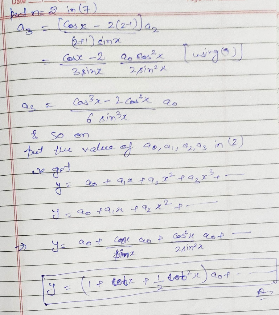 Calculate The First Three Terms In The Power Series Solutions Of The ...