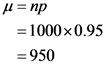 v=np = 1000x0.95 = 950 