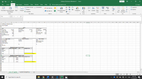 Defense Electronics Worksheet 1-Excel Sign in X Tell me what you want to do AShare File Homr Insert Page laynut Formulas Data