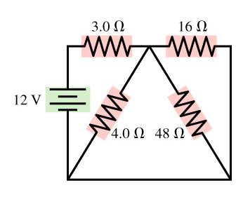 Image for For the circuit shown in the figure, find the current through and the potential difference across each resisto