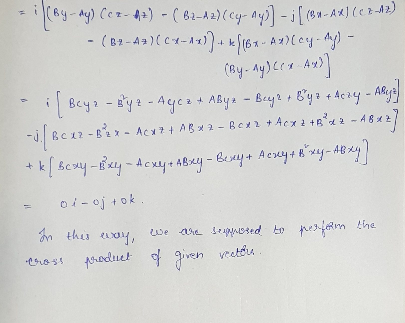 How To Do Cross Product Of |(B-A)x (C-A)| - WizEdu