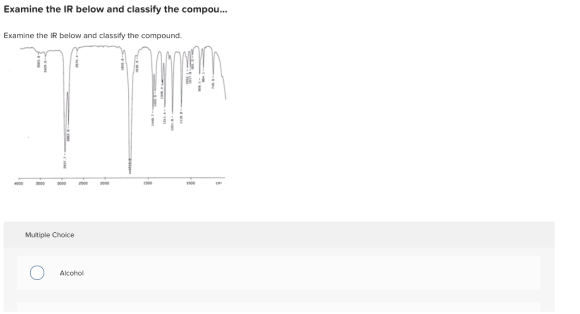 Examine the IR below and classify the compou... Examine the IR below and classify the compound 2500 500 00D Multiple Choice A