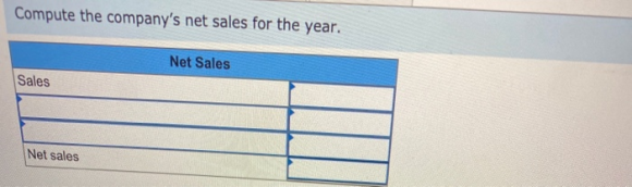 Compute the companys net sales for the year. Net Sales Sales Net sales