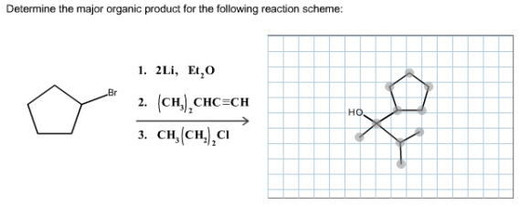 Determine the major organic product for the follow