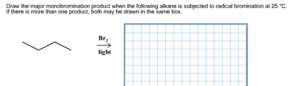 Draw the major monobromination product when the fo