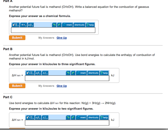 Another potential future fuel is methanol (CH3OH).