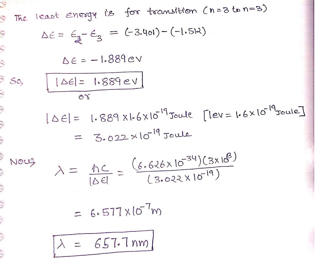 The Balmer Series For The Hydrogen Atom Corresponds To Electronic ...