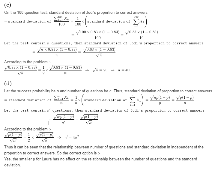 Here Is A Simple Probability Model For Multiple-choice Tests. Suppose ...