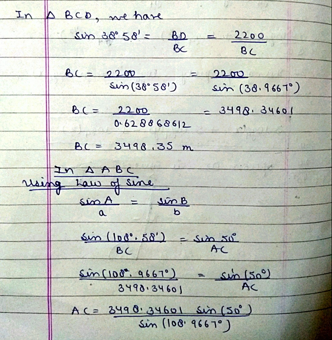 A And B Are Summits Of Two Mountains That Rise From A Horizontal Plain ...