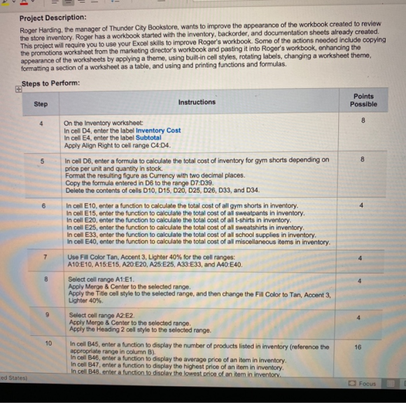 Project Description: Roger Harding, the manager of Thunder City Bookstore, wants to improve the appearance of the workbook cr