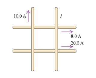 Image for Four very long, current-carrying wires in the same plane intersect to form a square with side lengths of 45.0c