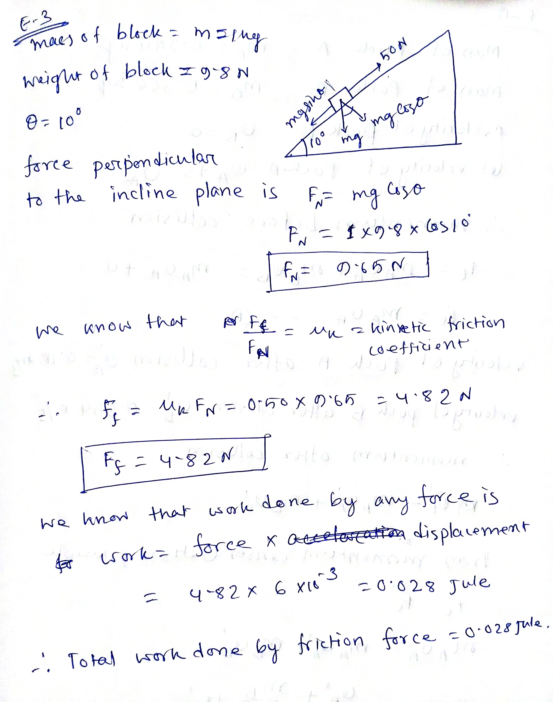 E3. A Block Of Mass 1.00 Kg Sits On An Inclined Plane As Shown. (Figure ...