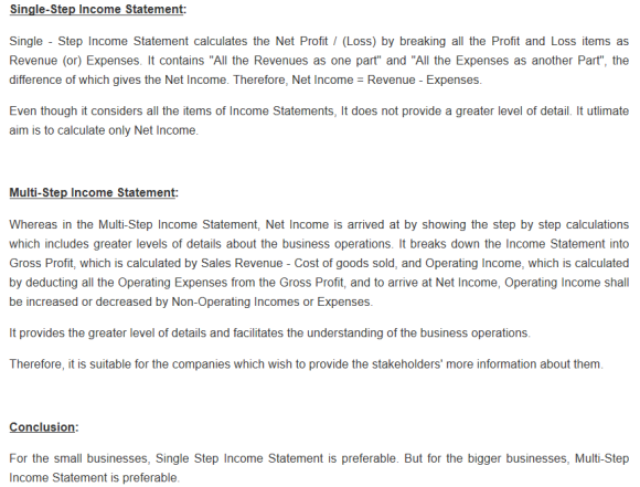 What Is The Difference Between A Multi Step Income Statement And A Single Step Income Statement 0439