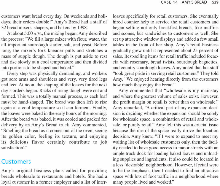 CASE 14 AMYS BREAD 539 customers want bread every day. On weekends and holi- loaves specifically for retail customers. She e