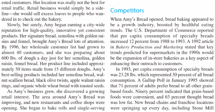 ested customers. Her location was really not the best for retail traffic. Retail business would simply be a side- Competitors