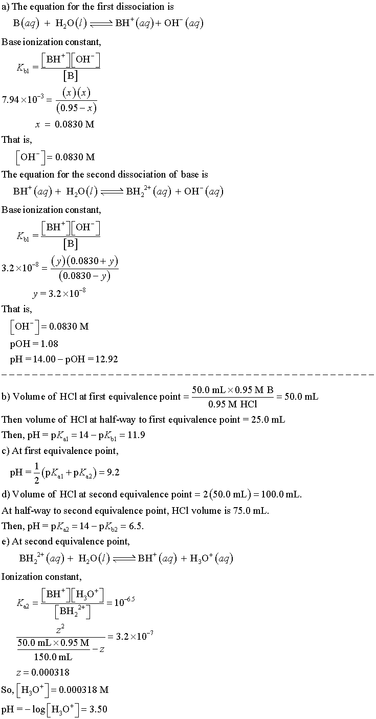 The PKb Values For The Dibasic Base B Are PKb1 = 2.1 And PKb2 = 7.5 ...